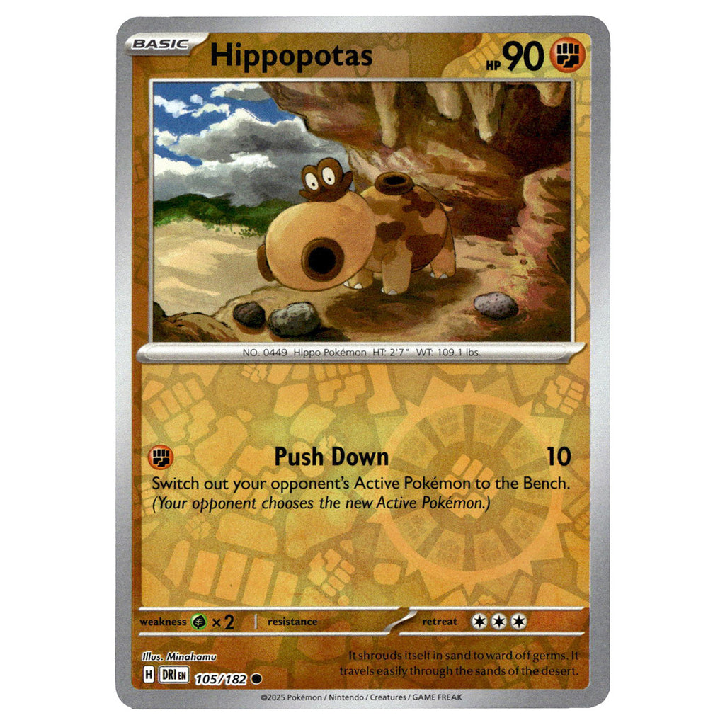 Hippopotas #105/182 Pokémon SV10: Destined Rivals Reverse Holo — Booghe