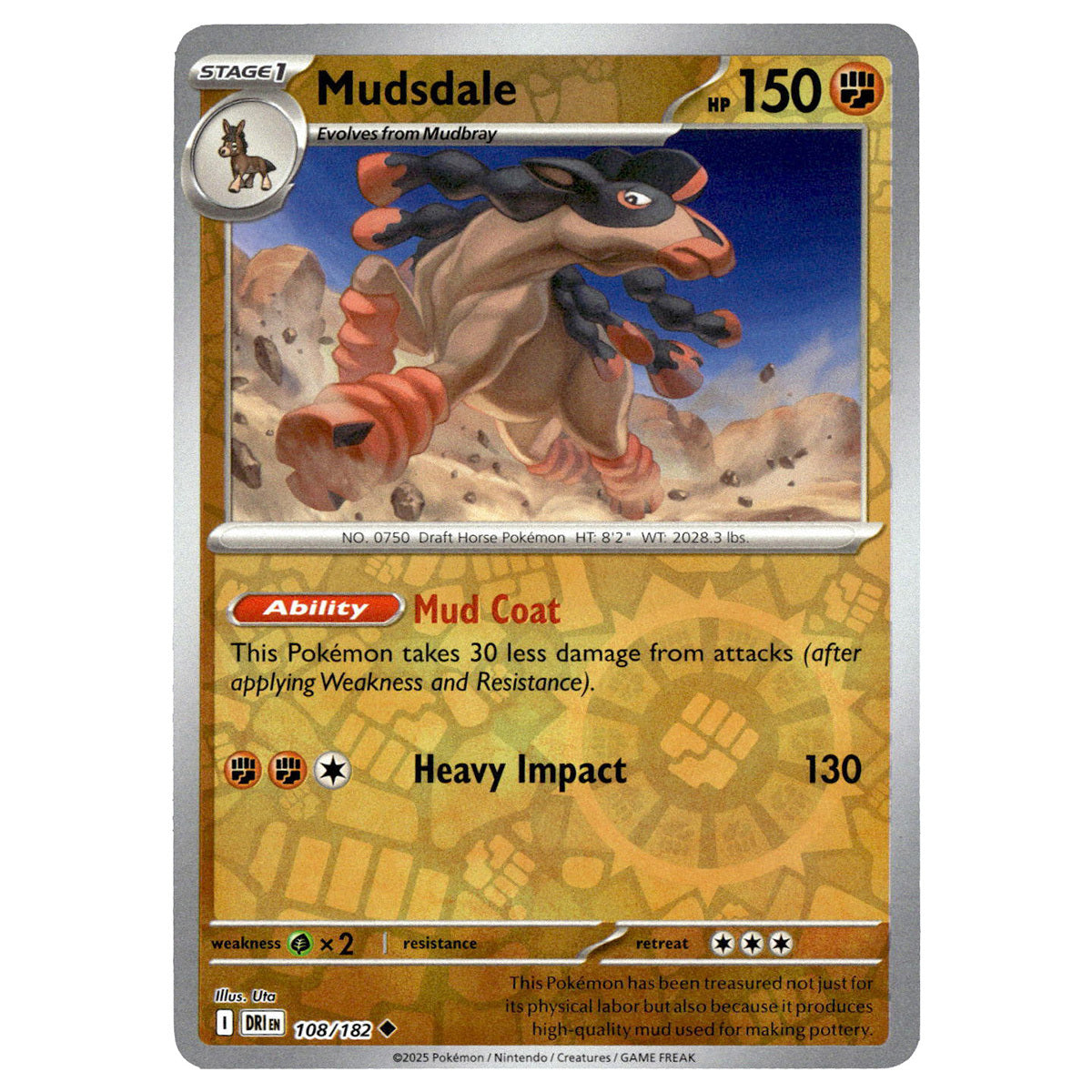 Mudsdale #108/182 Pokémon SV10: Destined Rivals Reverse Holo — Booghe