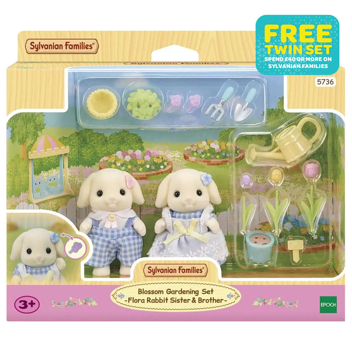 Sylvanian Families Blossom Gardening Set Flora Rabbit Sister & Brother