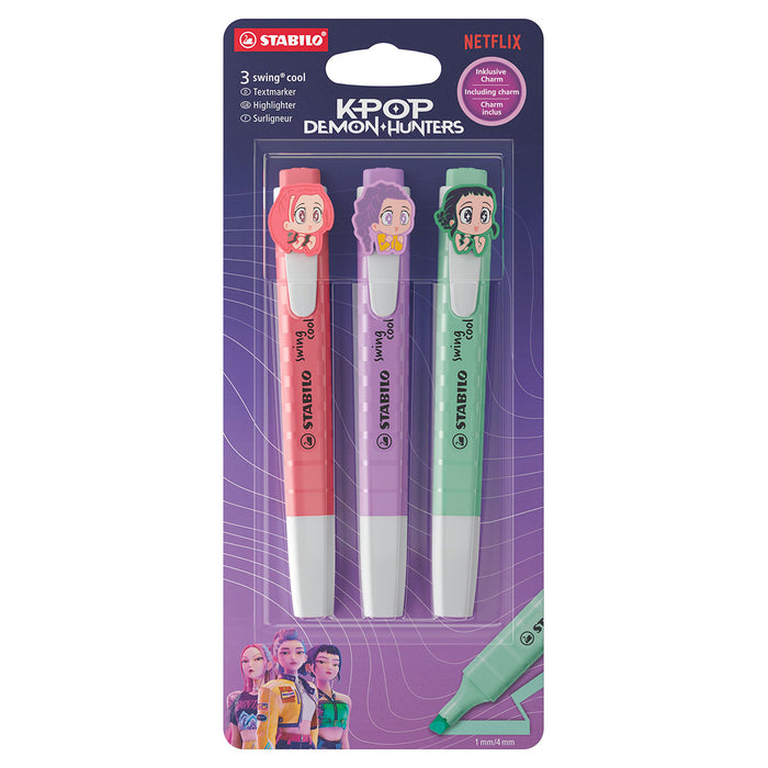 STABILO swing cool K-POP Demon Hunters Rumi, Mira, and Zoey Highlighter (3 Pack)