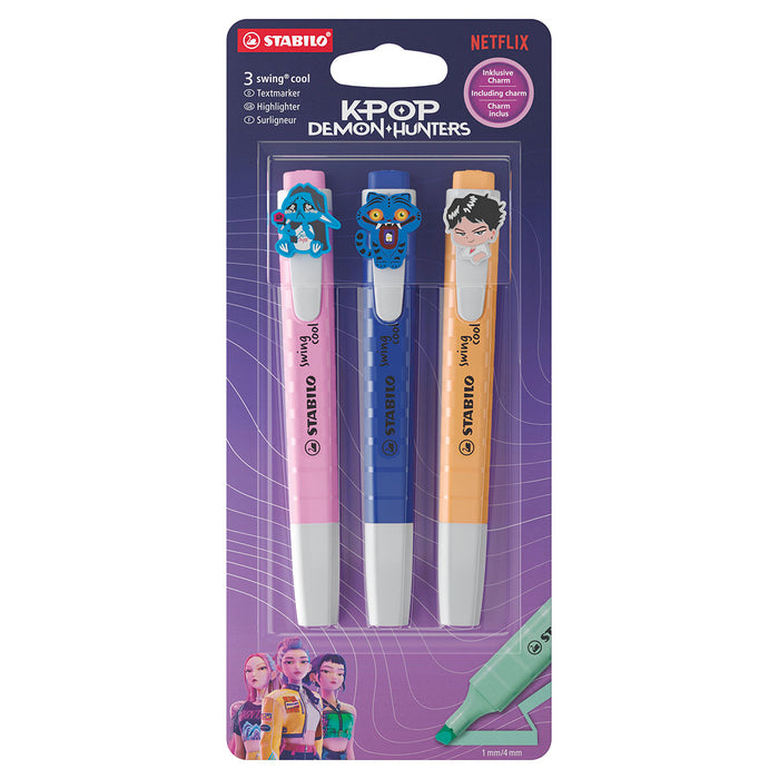 STABILO swing cool K-POP Demon Hunters Derpy, Sussie, and Jinu Highlighter (3 Pack)