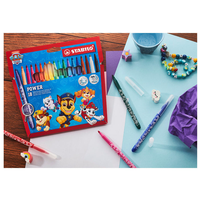 STABILO Power PAW Patrol Medium Fibre-Tip Pens Assorted Colours (18 Pack)