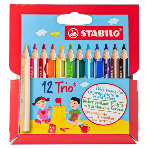 STABILIO 12 Trio Thick Triangular Coloured Pencils 