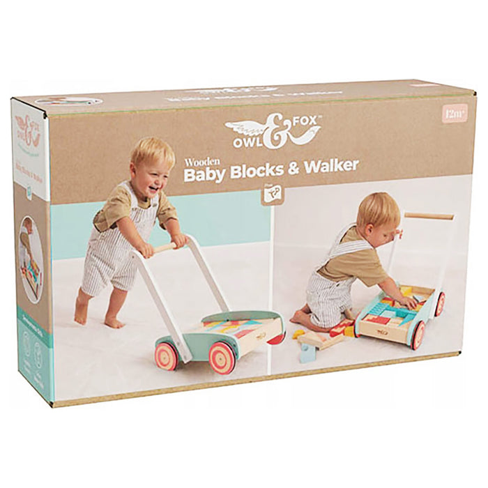 Owl & Fox Wooden Baby Blocks & Walker