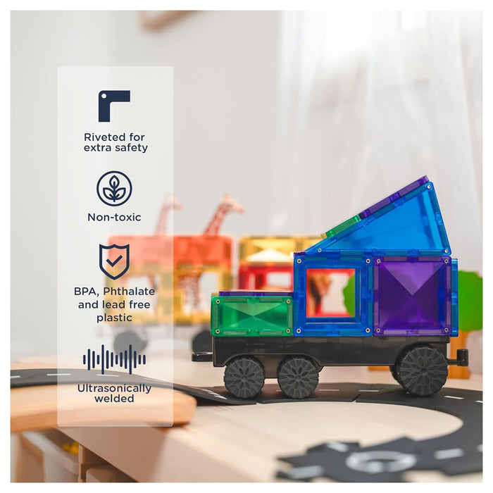 Connetix Magnetic Tiles Rainbow Transport Pack 50 Pieces