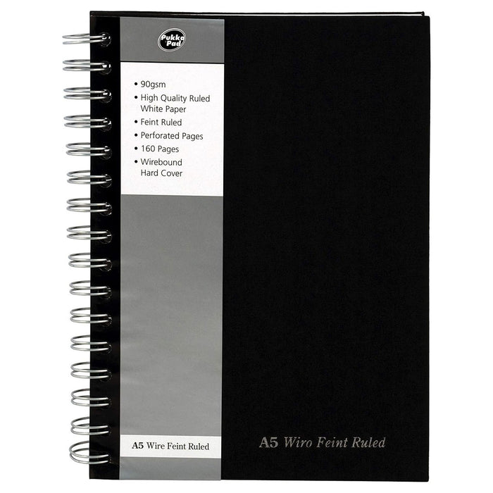 Pukka Pad A5 Wire Feint Ruled Black Notebook