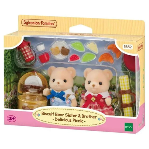 Sylvanian Familes Biscuit Bear Sister & Brother Delicious Picnic Playset
