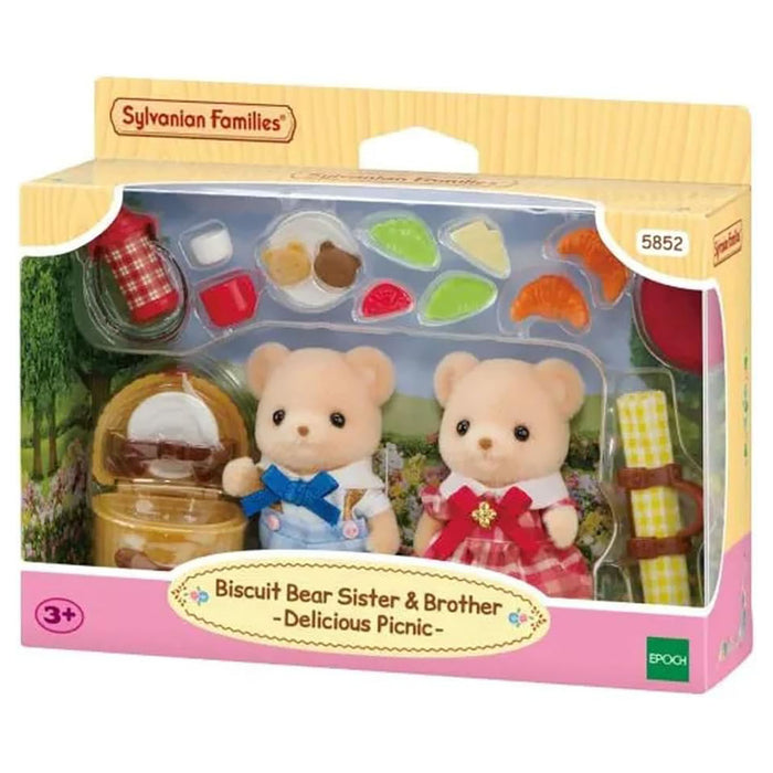 Sylvanian Familes Biscuit Bear Sister & Brother Delicious Picnic Playset