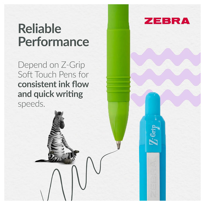Zebra Pens Z-Grip Ballpoint Soft Touch 3pk Black ink