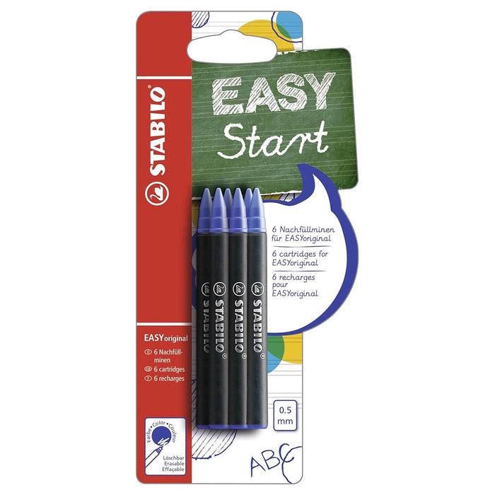 STABILO EASYoriginal Handwriting Rollerball Pen Blue Refill Cartridges (6 Pack)