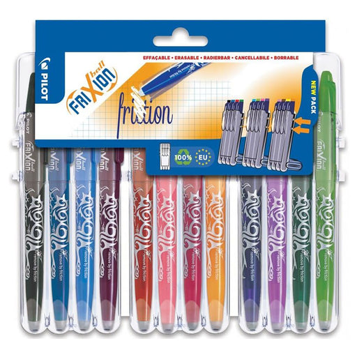 Pilot FriXion Ball Medium Line Pen in Assorted Colours (12 Pack)