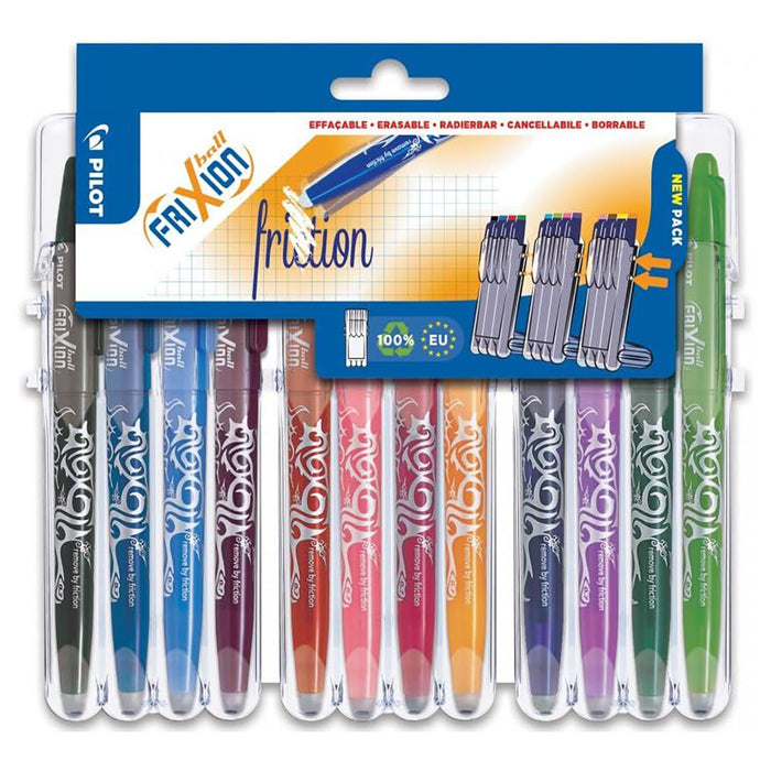 Pilot FriXion Ball Medium Line Pen in Assorted Colours (12 Pack)