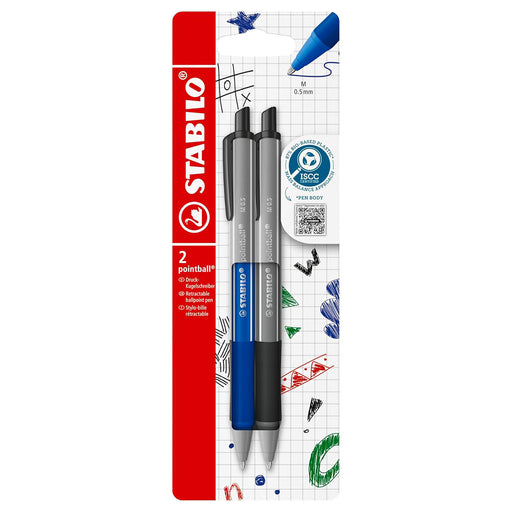 STABILO pointball colorful Ballpoint Pen with Blue Ink/Black Ink (2 Pack)