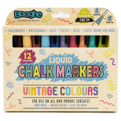 Chalk Markers Vintage Colours Fine Tip 3mm 12 Pack