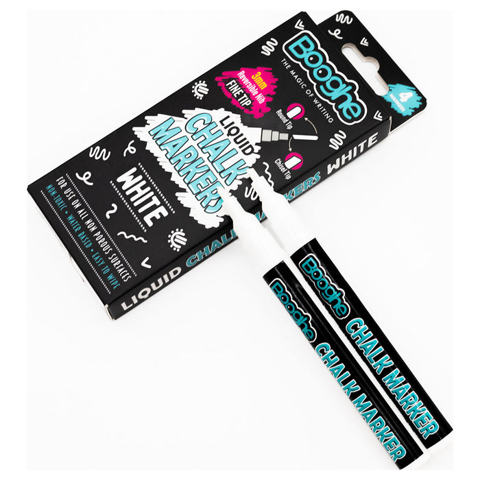 White Chalk Markers Fine Tip 3mm 4 Pack