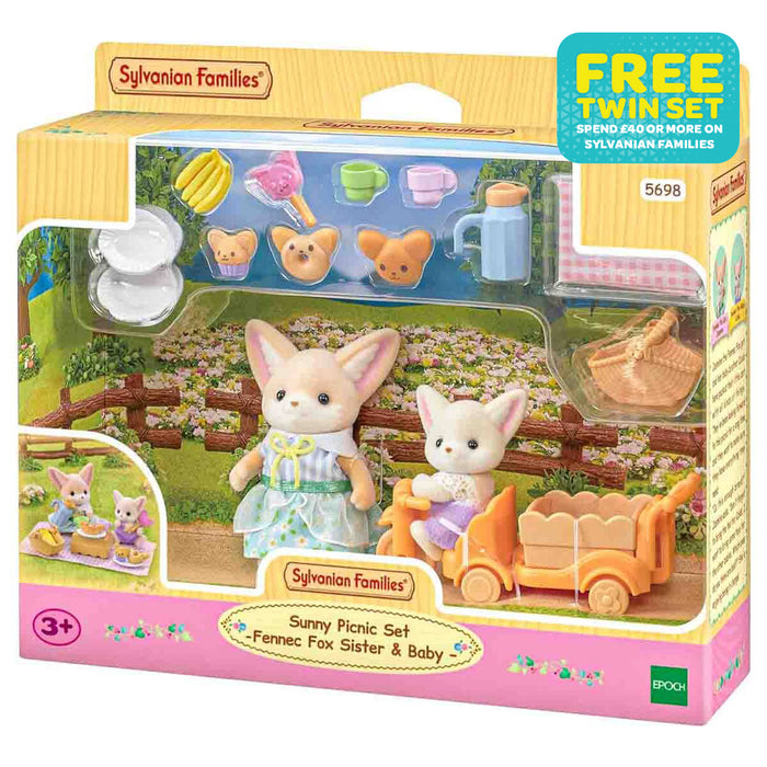 Sylvanian Families Sunny Picnic Set: Fennec Fox Sister & Baby Playset