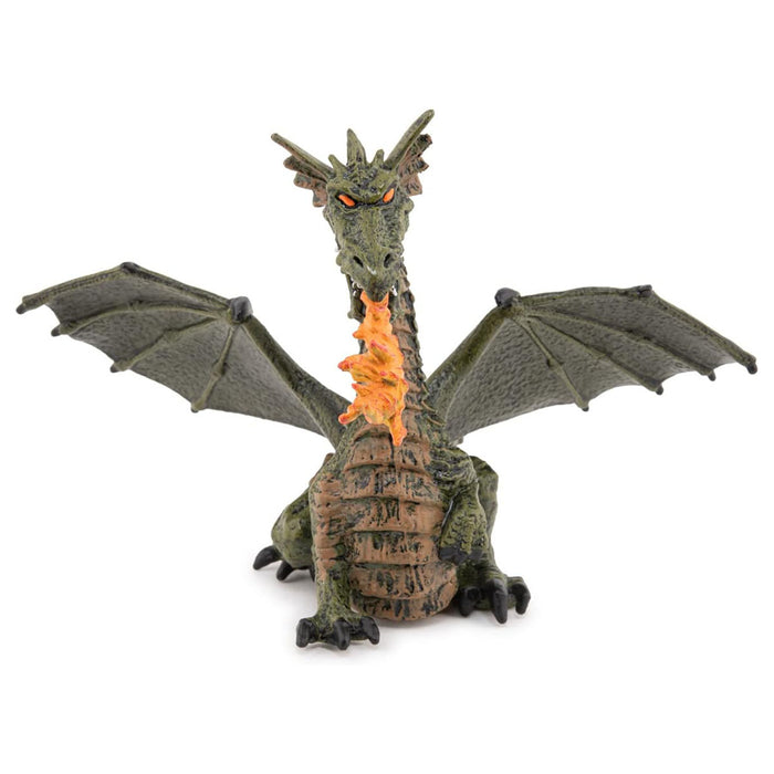 Papo Enchanted World Green Winged Dragon with Flame Figure
