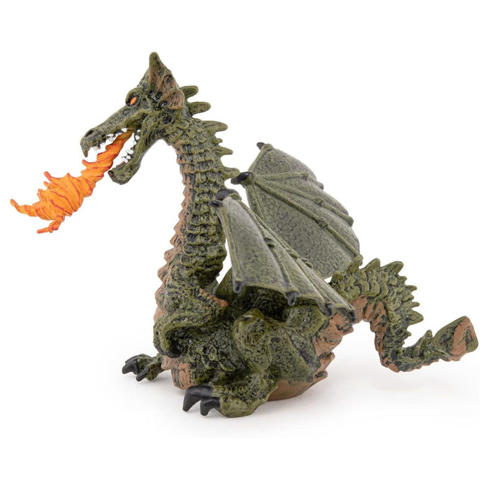 Papo Enchanted World Green Winged Dragon with Flame Figure
