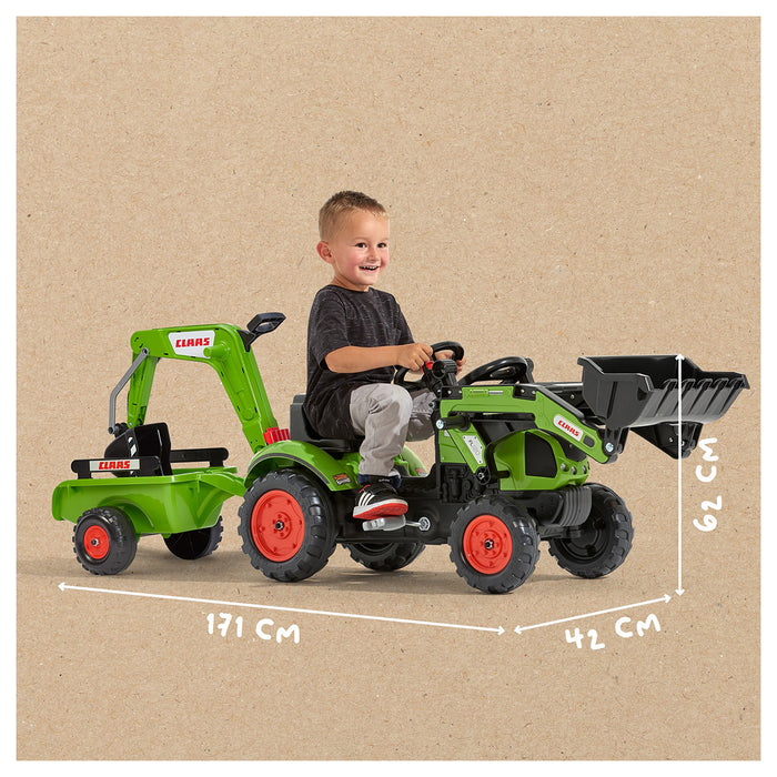 CLAAS Pedal Backhoe with Excavator and Trailer Ride On