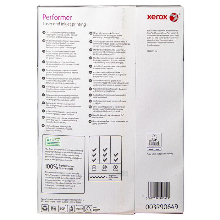 Xerox Performer Laser and Inkjet Printing A4 Paper 80gsm 500 Sheets