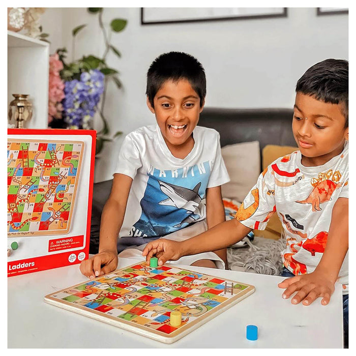 Traditional Snakes & Ladders Wooden Board Game