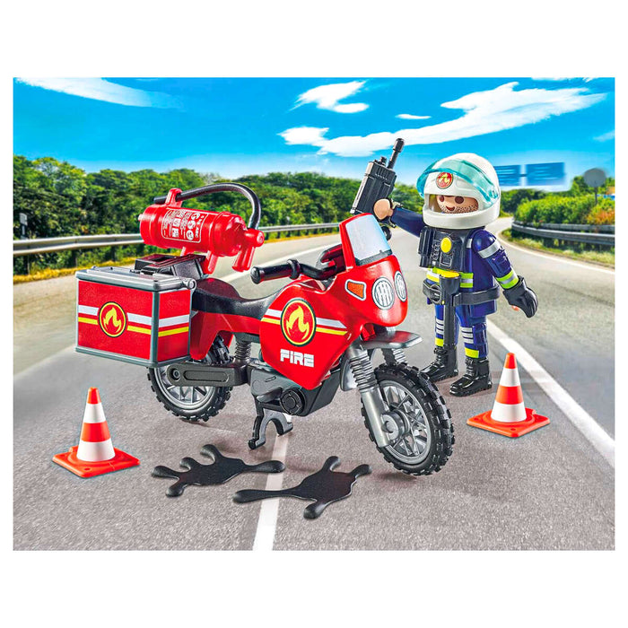 Playmobil Motorcycle & Oil Spill Incident Playset