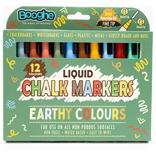 Chalk Markers Earth/Natural Colours Fine Tip 3mm Pack of 12