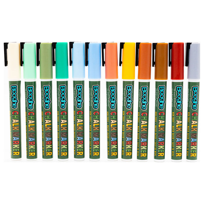 Chalk Markers Earth/Natural Colours Broad Tip 6mm 12 Pack