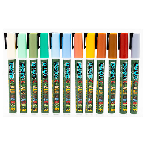Chalk Markers Earth/Natural Colours Fine Tip 3mm Pack of 12