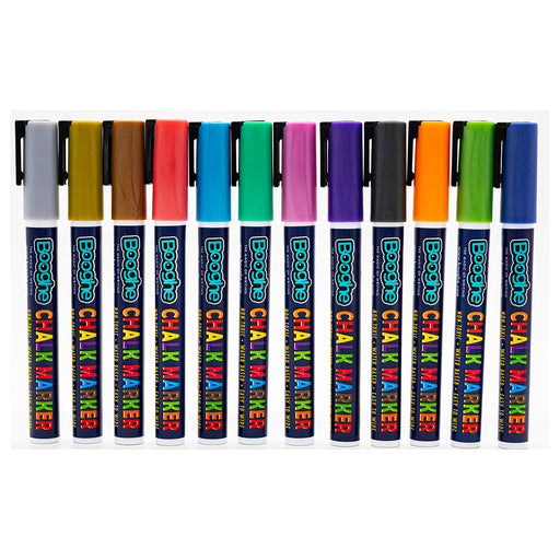 Chalk Markers Metallic Colours Fine Tip 3mm 12 Pack