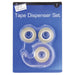 Tape Dispenser Set  3 x 18mm Clear Tape