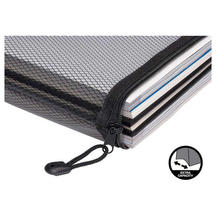 Snopake EVA Mesh Zippa Bag Foolscap Black (3 Pack)