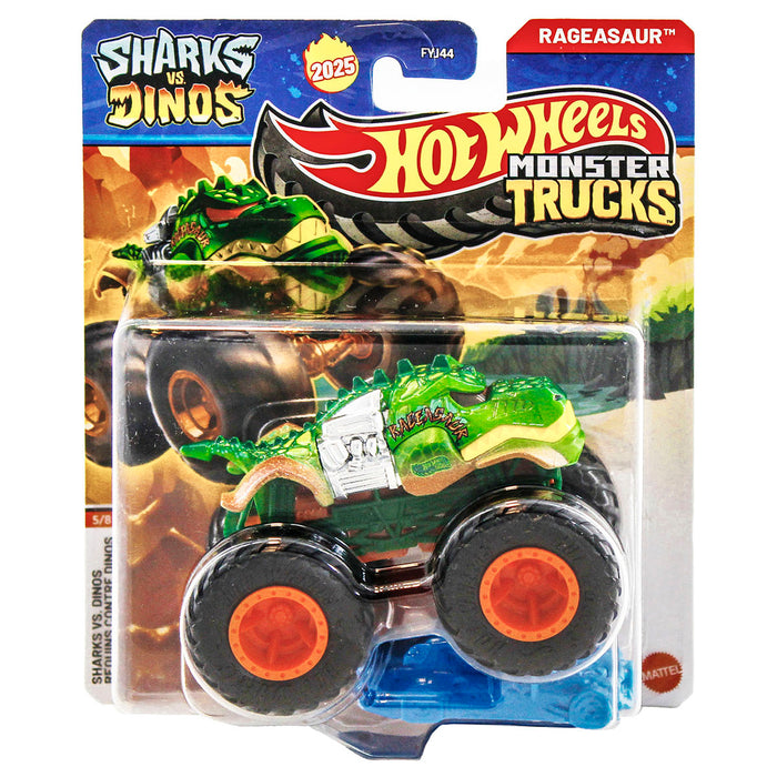 Hot Wheels Monster Trucks Shark vs Dino Rageasaur 