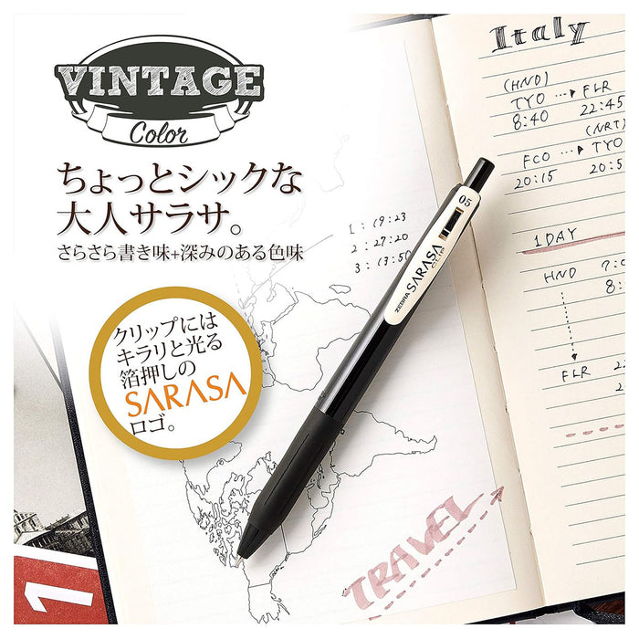 Zebra Pen SARASA Gel CLIP 0.5 mm with 5 Vintage Colours 