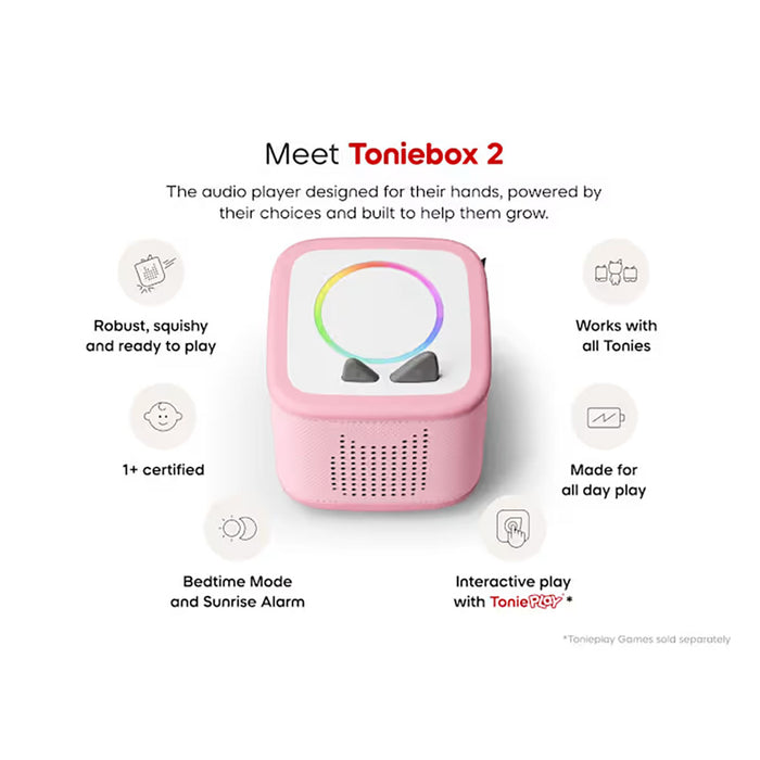 Tonies Toniebox 2 Cloud Pink Starter Set with Creative Tonie Rubie Audio Figure