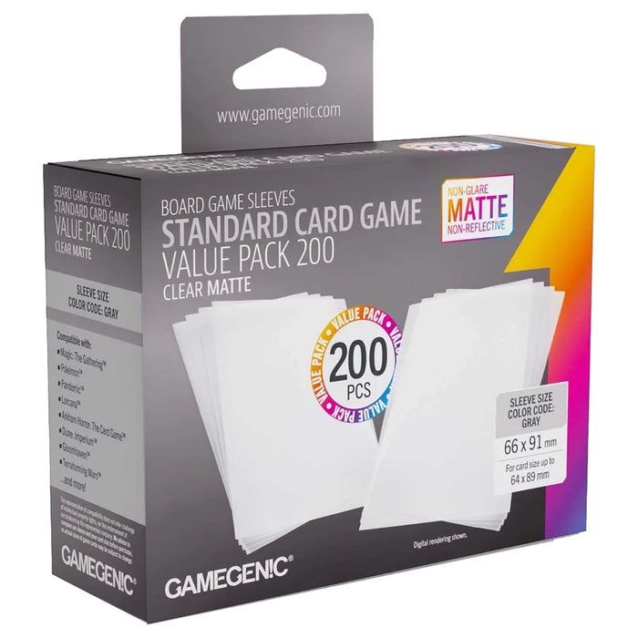 Gamegenic Clear Matte Standard Card Game Sleeves (200 Pack)