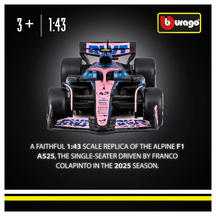 Bburago BWT Alpine A525 2025 Colapinto 1:43 F1 Race Car