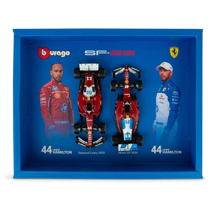 Bburago Ferrari SF-25 2025 Lewis Hamilton 1:43 F1 Driver Two Pack