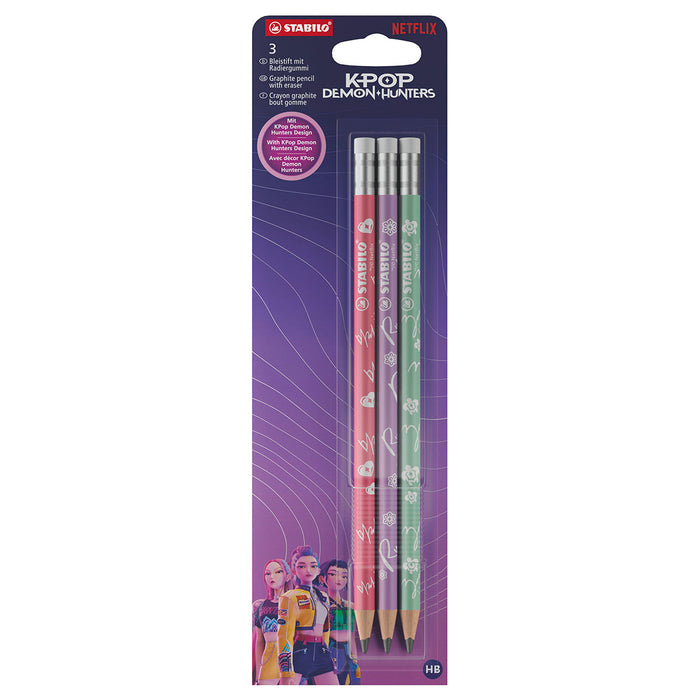 STABILO K-POP Demon Hunters Rumi, Mira and Zoey Graphite Pencil (3 Pack)