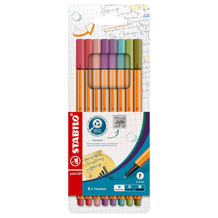 STABILO point 88 Fineliner Coloured Pens (8 Pack)
