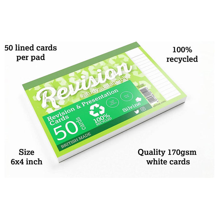 Silvine A6 Revision & Presentation 50 Cards 100% Recycled