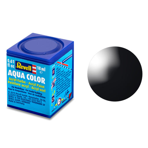 Revell Aqua Color Gloss Black (RAL 9005) Acrylic Paint 18ml 