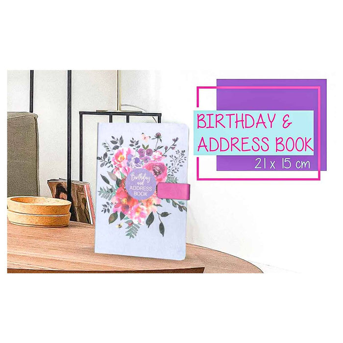 Floral Satin Birthday and Address A5 Book