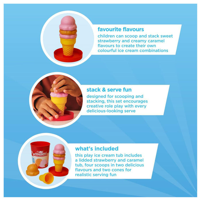 Walls Toy Play Ice Cream Tub Strawberry & Caramel Set