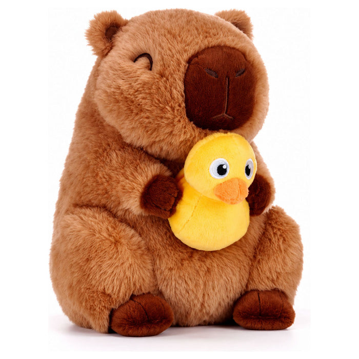 Capybara Holding a Yellow Duck Plush