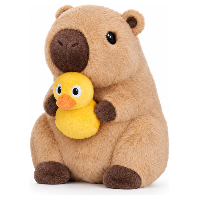 Capybara Holding a Yellow Duck Plush