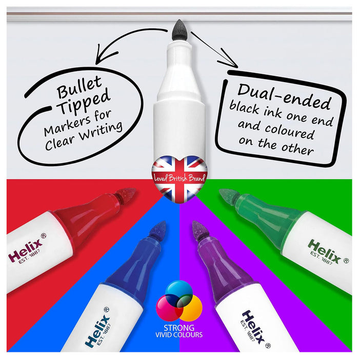 Helix Whiteboard Marker Set with Magnetic Whiteboard Eraser