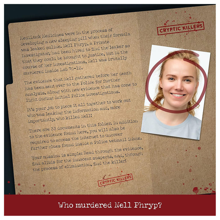 Cryptic Killers: Murder at MediLuck Medicines Case File Game