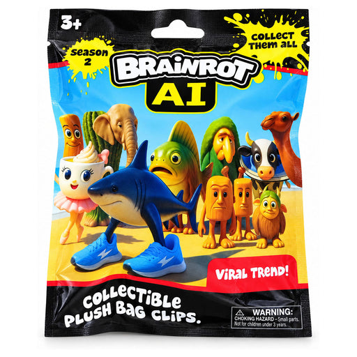 Brainrot AI Season 2 Collectible Plush Bag Clips (styles vary)