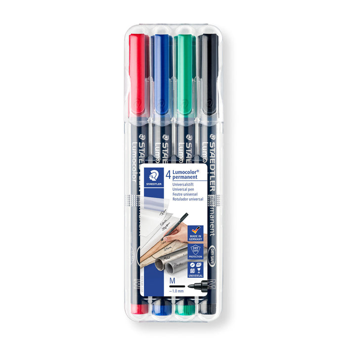 Staedtler Lumocolor Permanent Universal Medium Line Pens Pack of 4